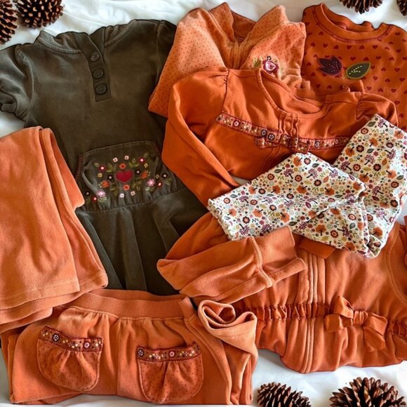 VINTAGE "Harvest Leaves" Line GYMBOREE set 5T Velour Cotton Ribbons - Picture 1 of 16